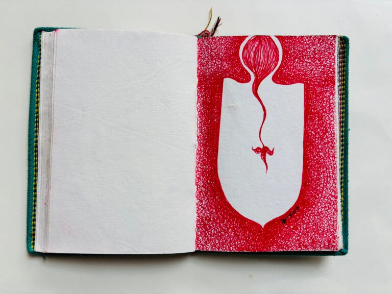 Soul and nature-13 | Pen on handmade paper | 1' × 9" | 2021