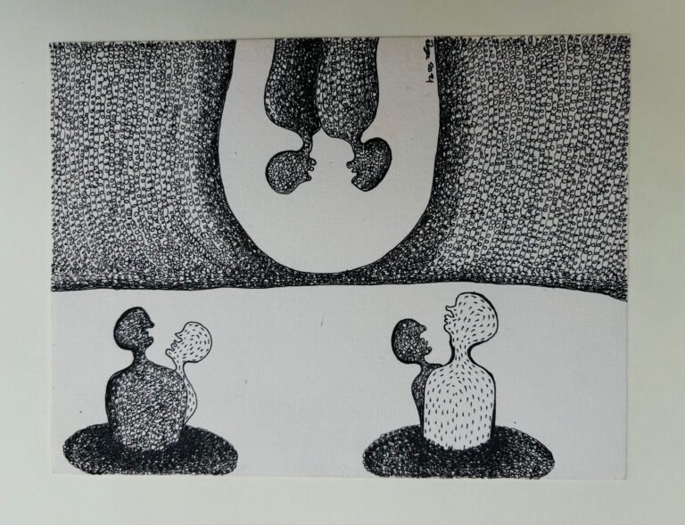 Soul and nature-15 | Pen on handmade paper | 9"× 7.5" | 2021