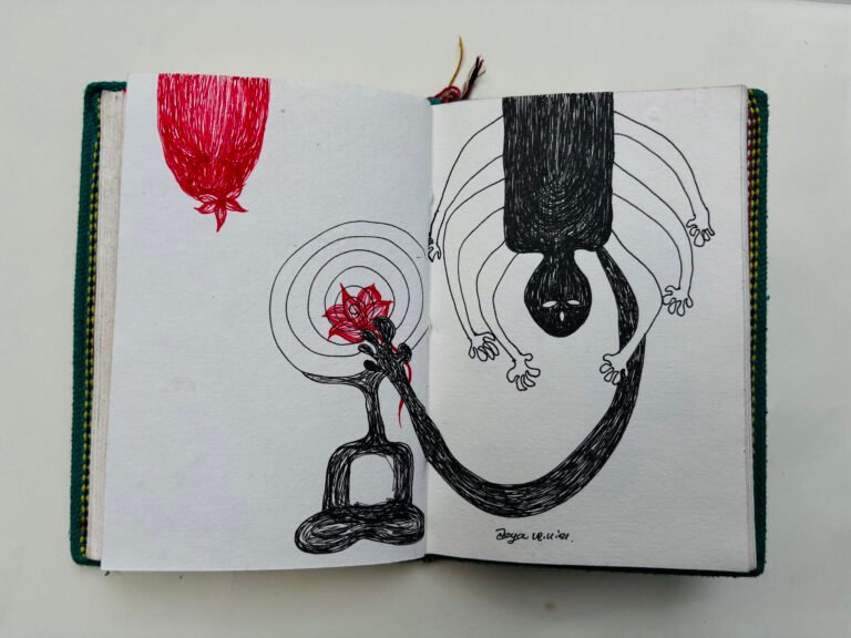 Soul and nature-17 | Pen on handmade paper | 1' × 9" | 2021