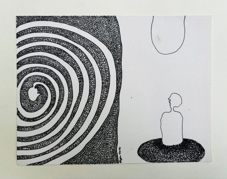 Soul and nature-21 | Pen on handmade paper | 9"× 7.5" | 2021